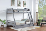 Trisha 2-drawer Wood Over Bunk Bed Grey