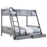 Trisha 2-drawer Wood Over Bunk Bed Grey