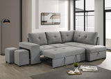 Roanne Fabric Upholstered Sleeper Sectional Sofa Grey