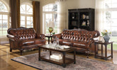 Victoria Leather Upholstered Sofa Set Brown