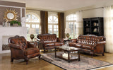 Victoria Leather Upholstered Sofa Set Brown