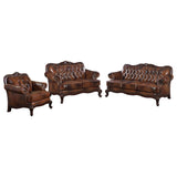 Victoria Leather Upholstered Sofa Set Brown
