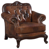 Victoria Leather Upholstered Rolled Arm Chair Brown