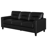 Scotland Faux Leather Upholstered Track Arm Sofa Black
