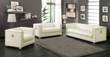 Chaviano Upholstered Track Arm Sofa Set Pearl White