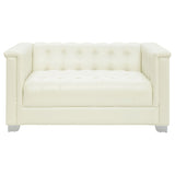 Chaviano Upholstered Track Arm Loveseat Pearl White
