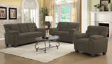 Clementine Upholstered Padded Arm Sofa Set Brown