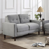 Bowen Upholstered Track Arm Tufted Loveseat Beige