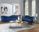 Sophia Upholstered Channel Tufted Sofa Set Blue