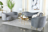 Sophia Upholstered Channel Tufted Sofa Set Blue