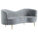 Sophia Upholstered Channel Tufted Loveseat Blue