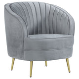Sophia Upholstered Channel Tufted Barrel Accent Chair Blue