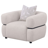 Jeanette Fabric Upholstered Round Arm Accent Chair Beige