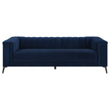 Chalet Upholstered Tuxedo Arm Tufted Sofa Set Blue