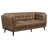 Thatcher Upholstered Tuxedo Arm Sofa Set Brown