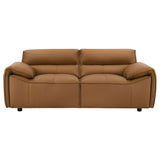 Buxton Top Grain Leather Upholstered Loveseat Orange