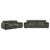 Buxton 2-piece Leather Upholstered Sofa Set Graphite