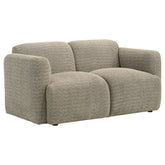 Dorset Fabric Upholstered Round Track Arm Loveseat Brown