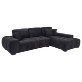 Octavia Fabric Upholstered Track Arm Sectional Sofa Black