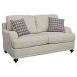 Glenn Upholstered English Arm Loveseat Light Grey and Blue