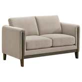 Islington Fabric Upholstered Panel Arm Loveseat Taupe