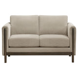 Islington Fabric Upholstered Panel Arm Loveseat Taupe
