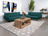 Acton Upholstered Flared Arm Sofa Set Teal Blue
