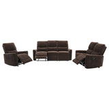 Navarro Upholstered Reclining Sofa Set Dark Brown
