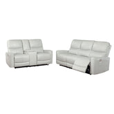 Greenfield Power Reclining Sofa Set Dove Grey