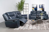 Sloane Upholstered Reclining Sofa Set Blue
