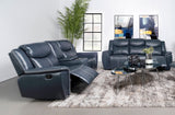 Sloane Upholstered Reclining Sofa Set Blue