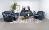 Sloane Upholstered Reclining Sofa Set Blue
