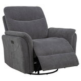 Adler Upholstered Power Swivel Glider Recliner