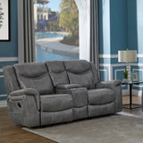 Conrad Upholstered Padded Arm Glider Loveseat Grey