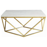 Meryl Square Faux Marble Top Coffee Table White and Gold