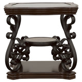 Laney 1-shelf Glass Top Rectangular End Table Deep Merlot