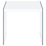 Opal Square Glass Frame Side End Table White High Gloss