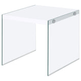 Opal Square Glass Frame Side End Table White High Gloss