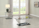 Danville Glass Top Coffee and End Table Set Chrome