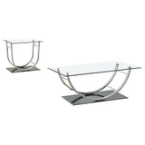 Danville Glass Top Coffee and End Table Set Chrome