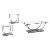 Danville Glass Top Coffee and End Table Set Chrome