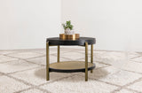 Arini Round End Side Table With Storage Shelf Black