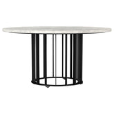 Haven Round Genuine White Marble Top Coffee Table Black