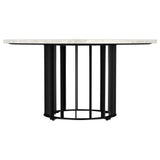 Haven Round Genuine White Marble Top Coffee Table Black