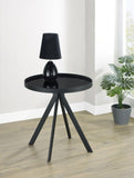 Briggs Round Marble Printed Glass Top End Side Table White