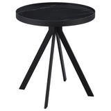 Briggs Round Marble Printed Glass Top End Side Table White
