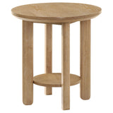 Ottowa Round Wood Side End Table with Shelf Light Oak