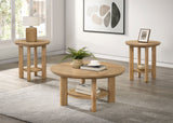 Ottowa Round Wood Coffee Table Set Light Oak