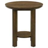 Ottowa Round Wood Side End Table with Shelf Brown