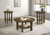 Ottowa Round Wood Coffee Table Set Brown